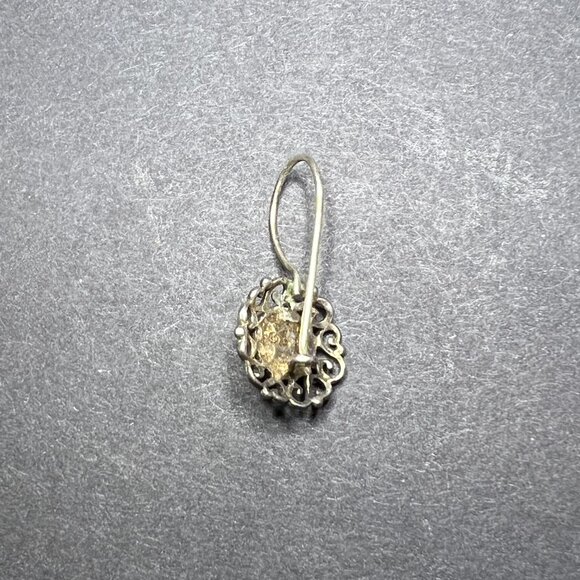 ONE Vintage 925 Sterling Silver Filigree MOP Mother of Pearl Dangle Earring 1.3g - Picture 5 of 6